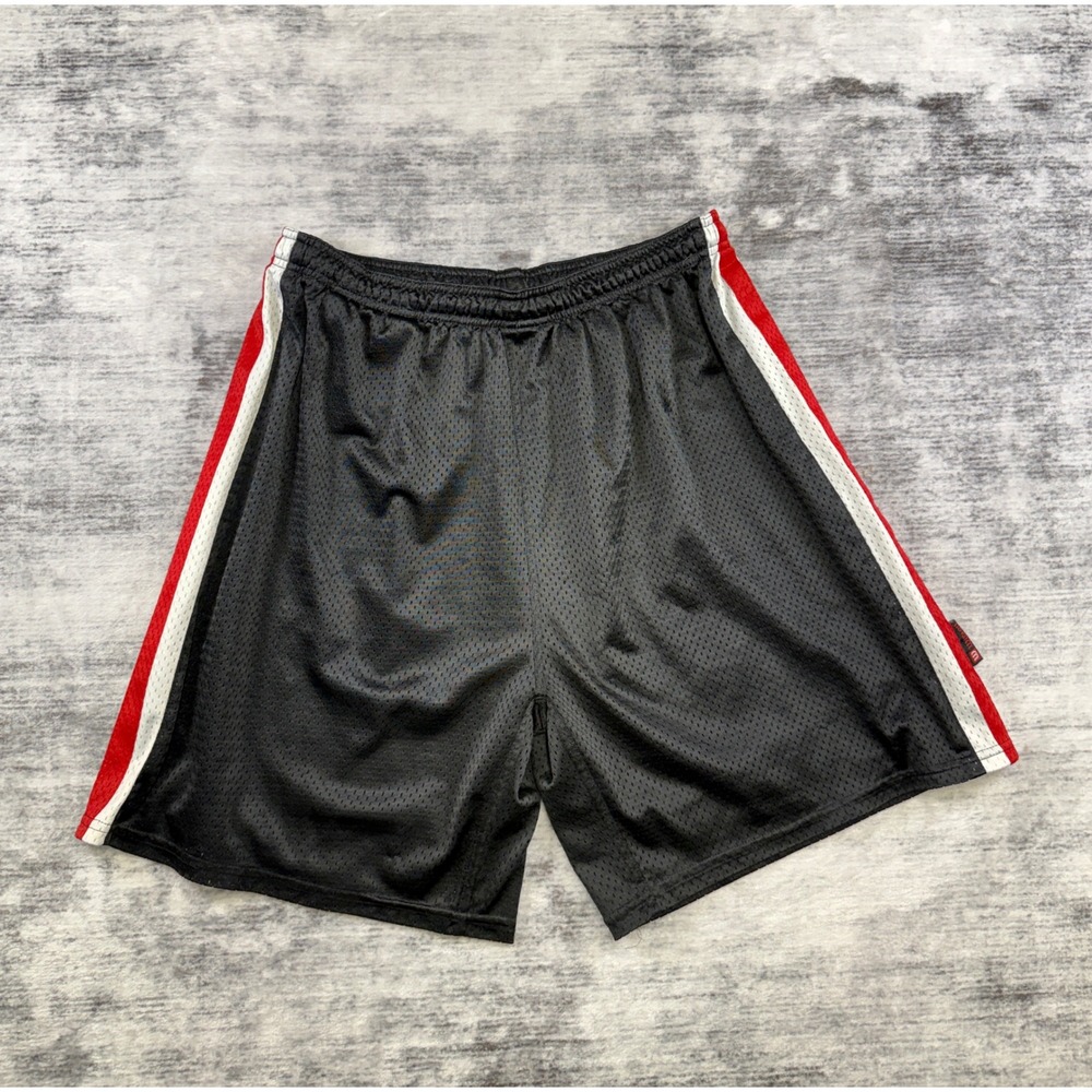 Wilson Mens Athletic Mesh Shorts Black Red White Side Stripe Basketball Relaxed
